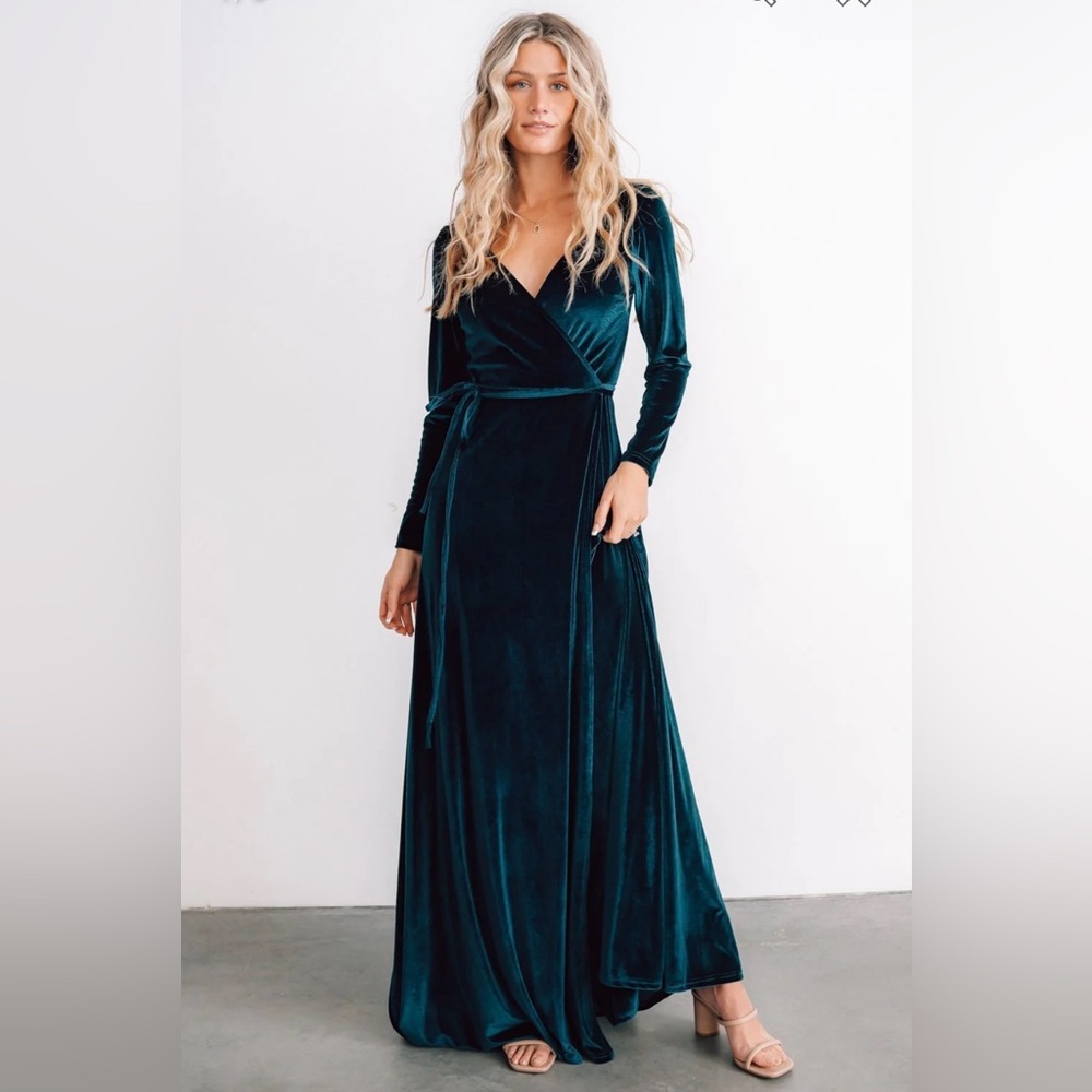 Baltic Born Esmerelda Velvet wrap Maxi Dress Jade - M